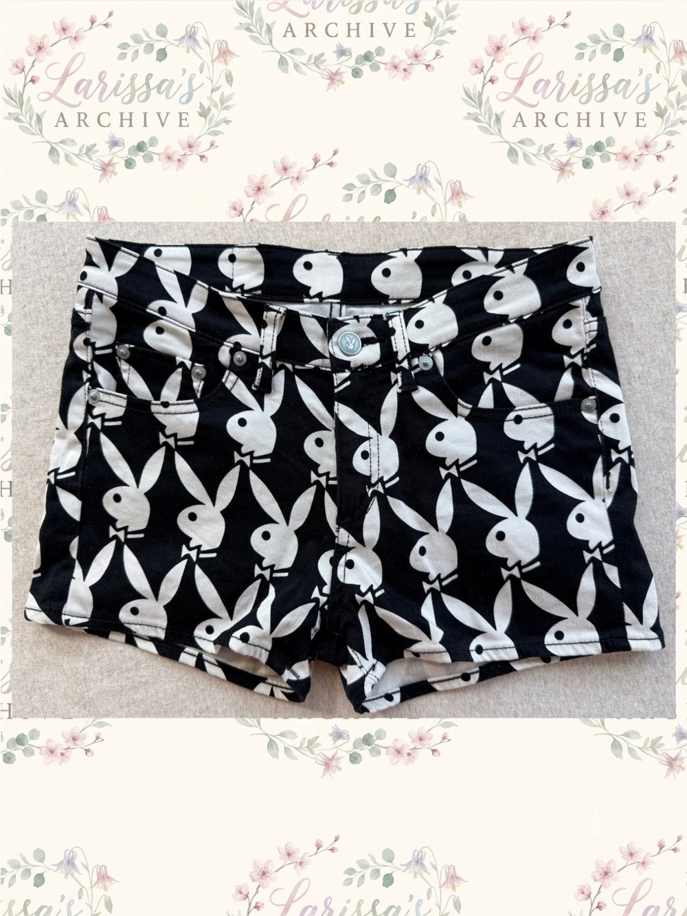 Hysteric Glamour x Playboy | Vintage 2012 Monogram Denim Shorts | JP S (XXS) - Picture 9 of 16